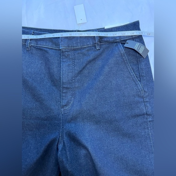 New Ann Taylor The Trouser Denim High Rise Wide Leg Jeans Size 12T Dark Wash - Picture 5 of 11